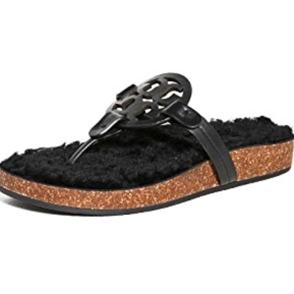Tory Burch Miller Cloud Shearling Sandals - Picture 4 of 14